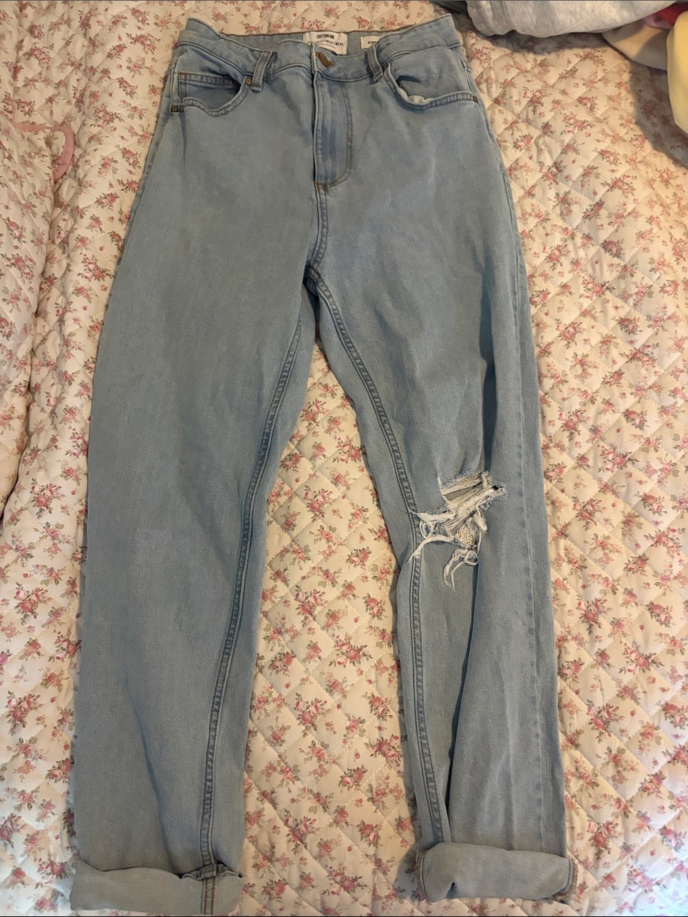 Cotton On Light Blue Distressed High-Waist Jeans